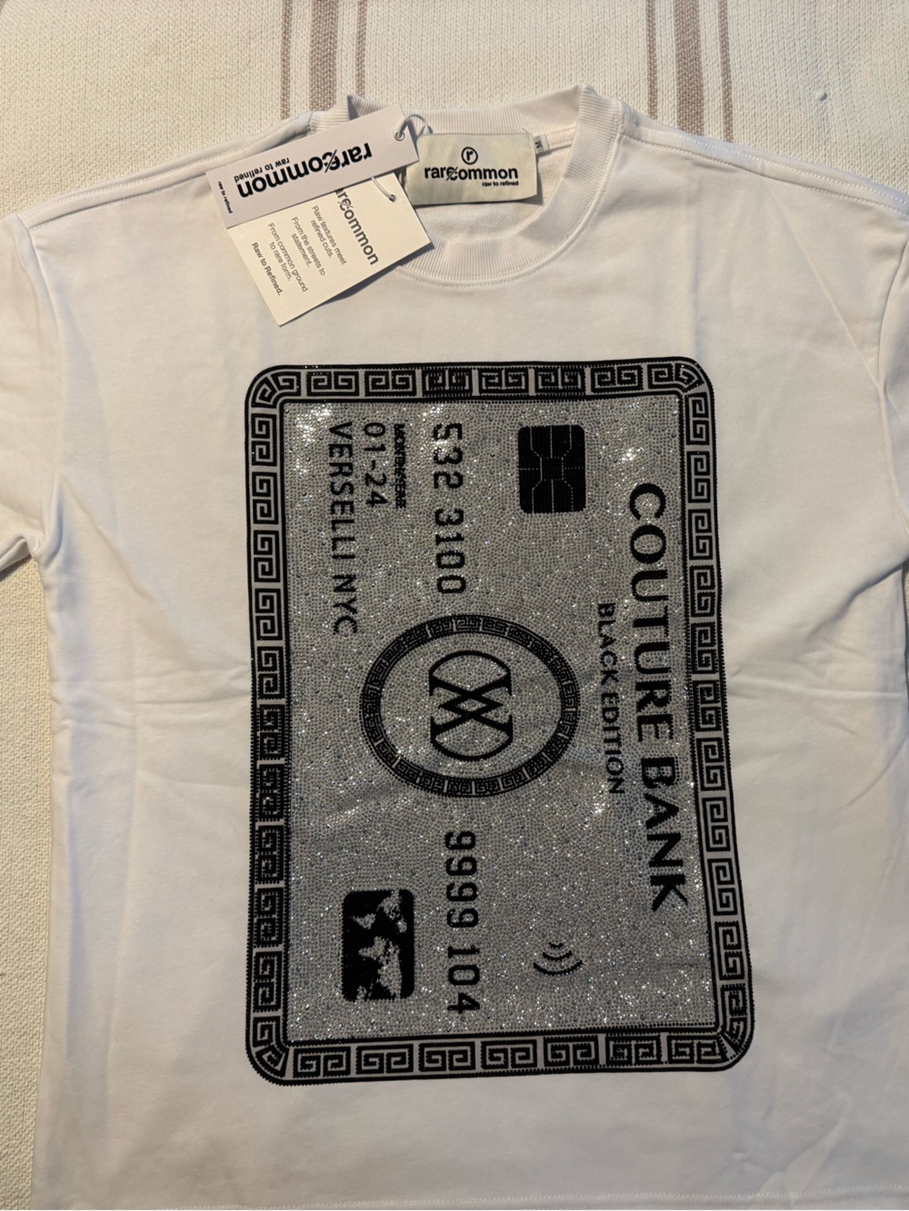 Rarecommon White Short-Sleeve 'Couture Bank' Graphic Tee